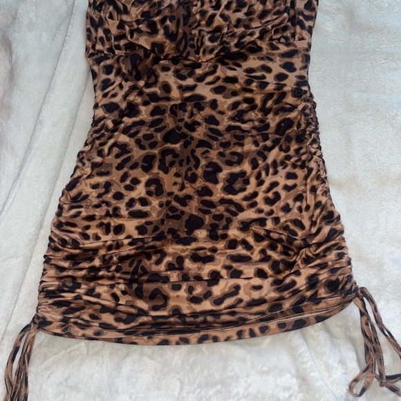 Leopard Print Ruched Dress - Picture 1 of 1